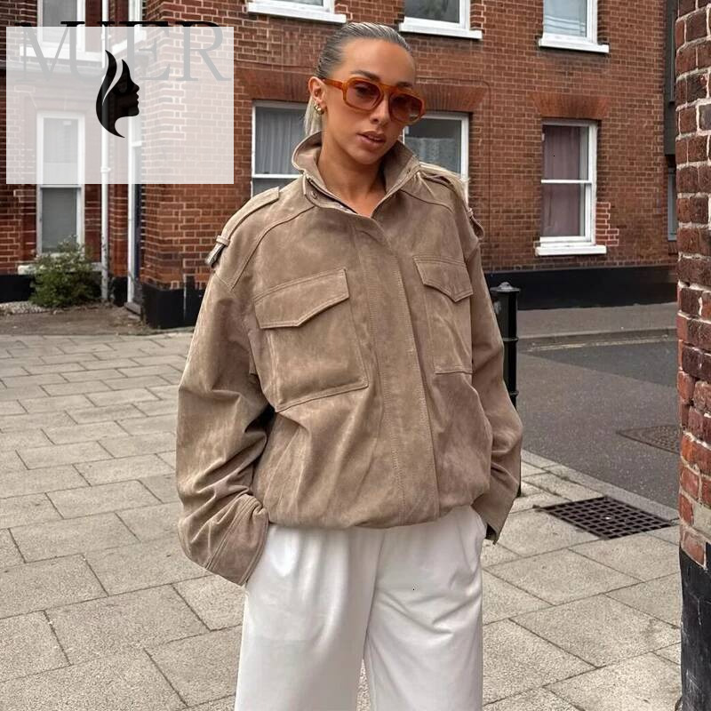 winter jacket women MUJER Suede Bomber Jacket Woman Oversized Demi-season for Women Outerwears Winter Overcoat Female Zip Women's Jackets