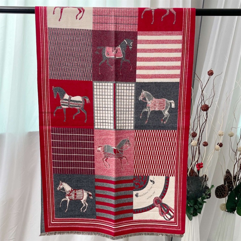 Autumn And Winter Fashion Shawl Scarf Multi Colored Fast Horse Pattern Design Scarf Suitable For Holiday Gifts Daily Travel Wear Scarf