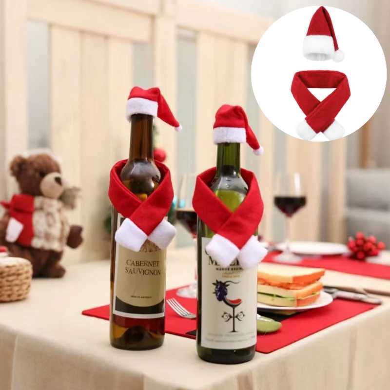 Red wine bottle decorations Christmas scarves and hats Christmas atmosphere decorations For wine bottles and beverage bottlesW251027