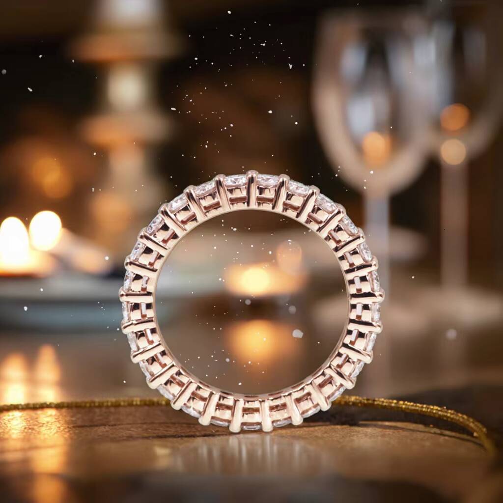 Tianyu Gems Ring Manufacturer Custom Fine Jewelry 15 2 mm 14K 18k 25mm 4mm 3mm Round Moissanite Rose Gold Rings Eternity Band