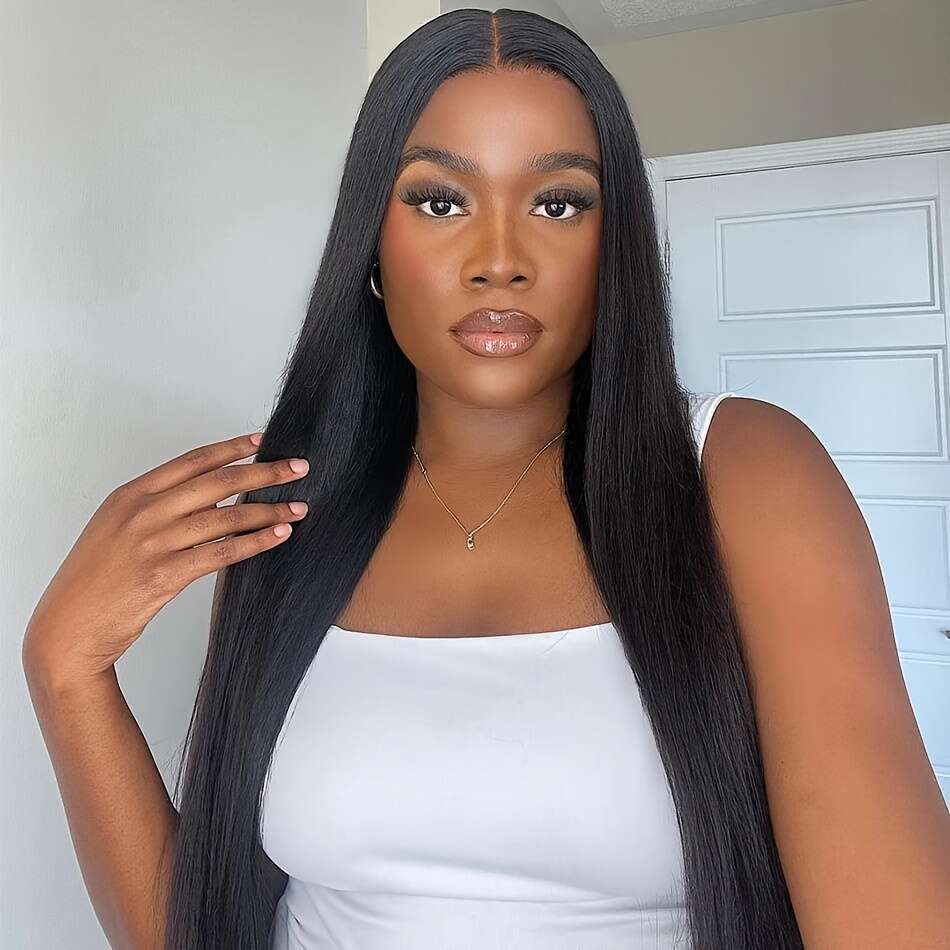 Glueless Brazilian Human Hair - 5X5 HD Closure, 250% Density, Pre-Plucked Pre-Cut Beginners, Glue No Gel, Black, Perfect For Casual Attire & Special O