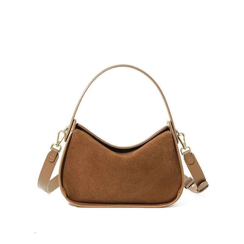 Women's Commuter Suede Handbag, Vintage Soft Leather Shoulder Bag with Interior Zipper Pocket for Office and Travel Use