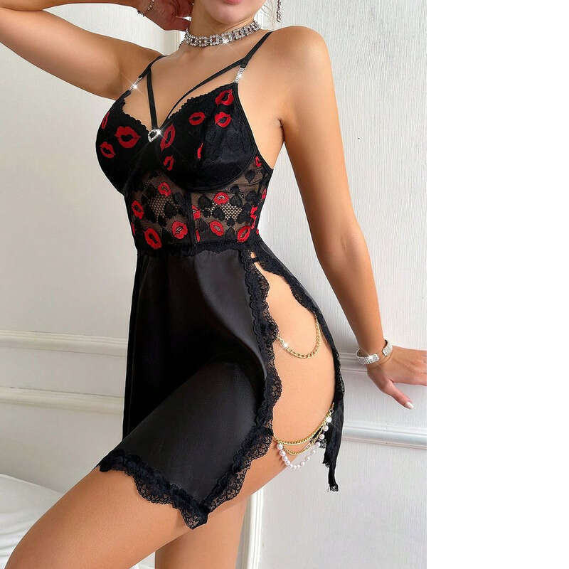 Lace Sexy Lingerie Foreign Trade European And American Lace Lingerie Women S Suit Pure Temptation Sexy See Through Pamas Nightdress Suspend