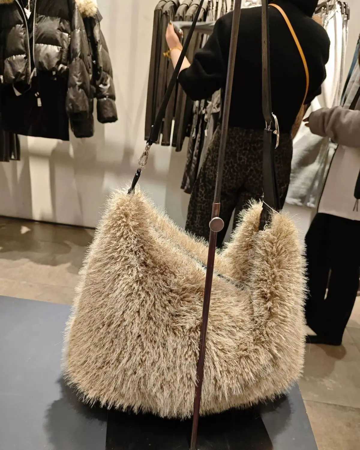 JIAERDI Vintage Khaki Handbag Women 2025 Fashionable Large Capacity Soft Plush Ladies Retro Casual Shoulder Bag Y2k Y251027