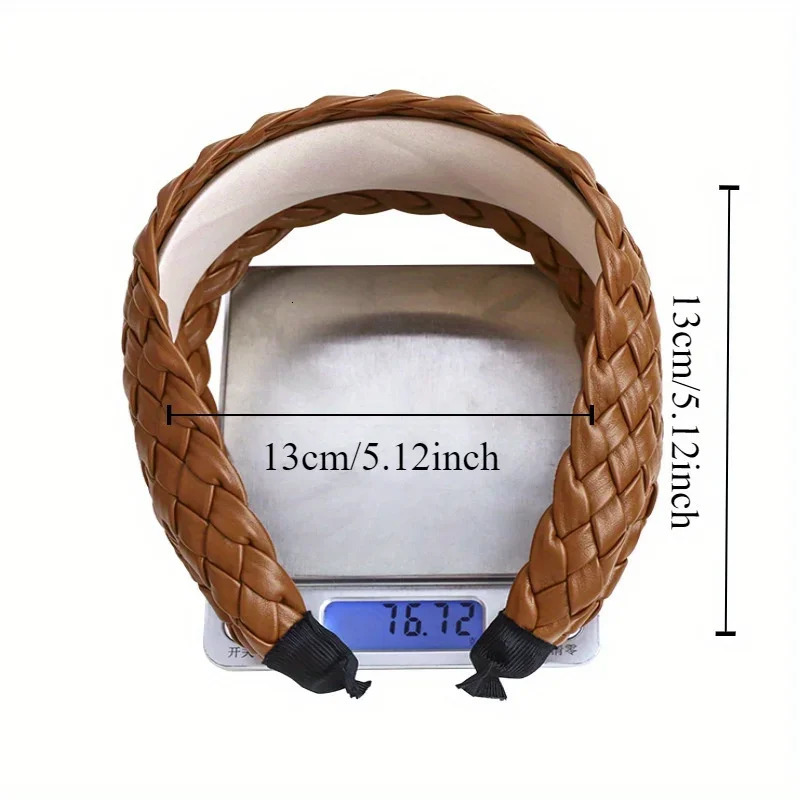 Wide Side Weave Artificial Leather Headband Fashion Women Hairband PU Braided Hair Hoop Adult Non Slip Hair Accessories 251023