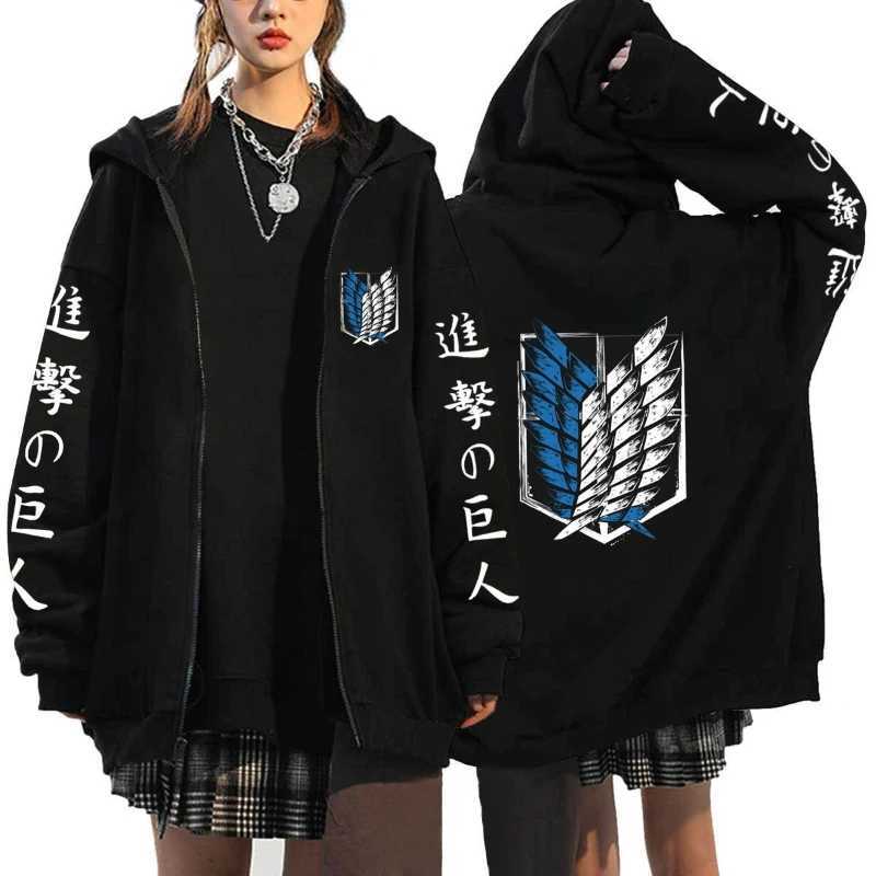 Attack on Titan Trend Graphic Print Zipper Hoodie Fashionable Casual Mens Womens Clothing Fleece Versatile Sweatshirts W251027