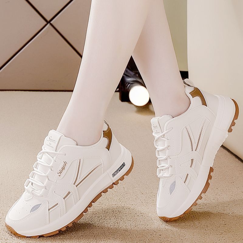 Free Shipping with box Fashion Casual Shoes for Women Plus Size Pu Leather Thick Sole Sneakers
