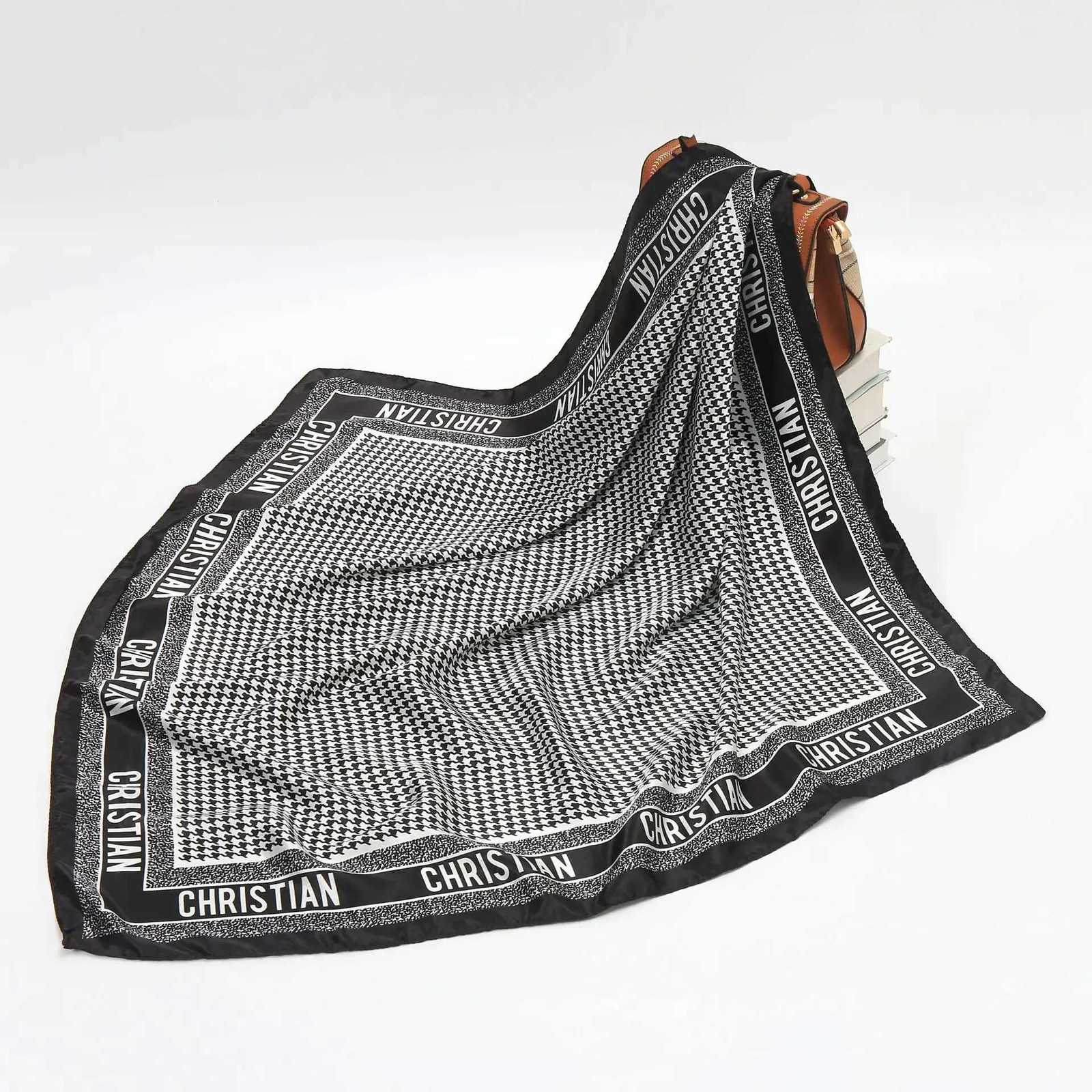 90cm Square Shawls Wraps Silk Scarves For Wen Bandana Large Hijab Scarf Fa Dot Print band Satin Neck Scarves 2022W251027