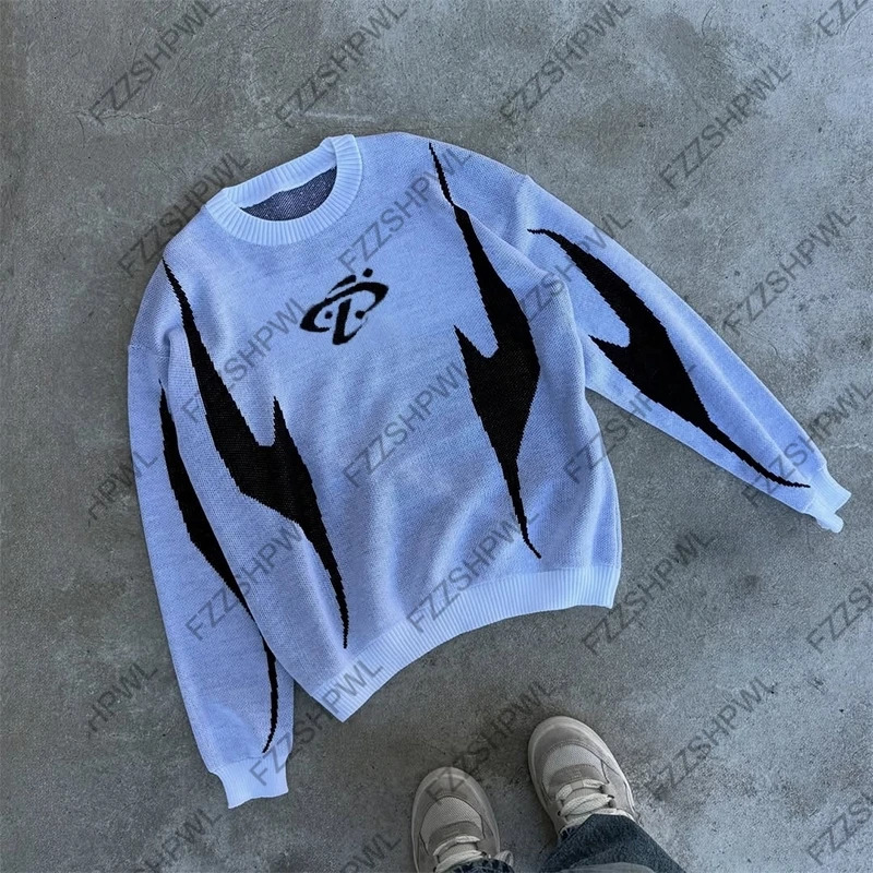 Cleanfit Hip Hop Y2k Knitted sweater Aesthetics Graphic Print Fashion Rock Gothic Knitt Top Punk Oversized Pullover Streetwear 251024