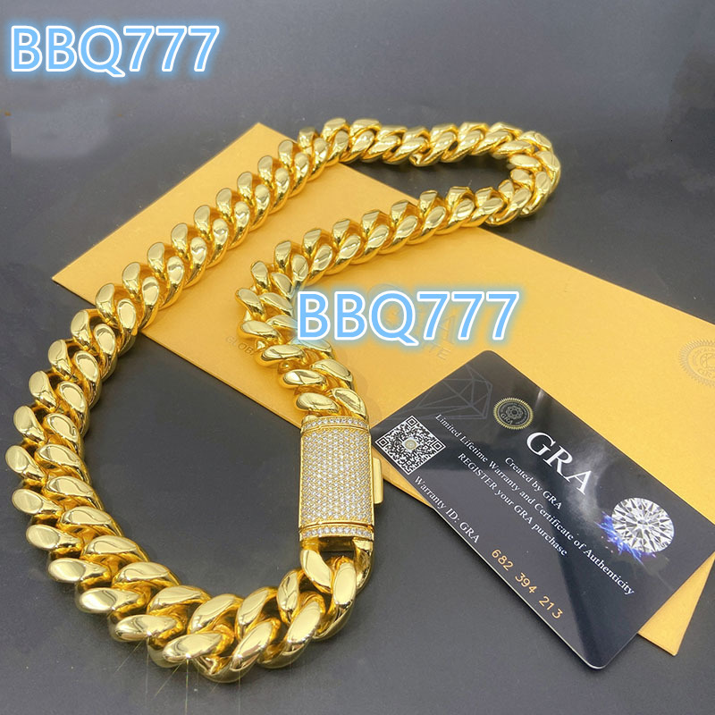 Blues Iced Out Diamond Clasp 8mm 10mm 12mm 14mm Thick Miami Cuban Moissanite Stainless Steel Gold Cuban Chain Necklace