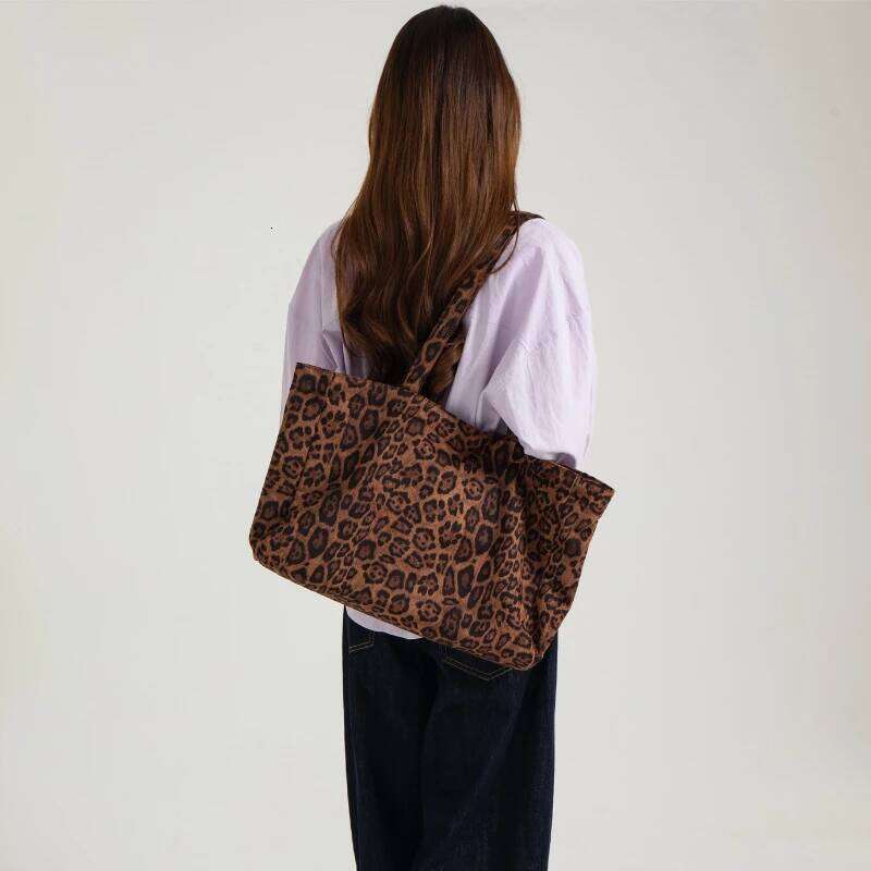 Fashion Large Capacity Women's Handbags Leopard Pattern School Work Shopping Tote Bag Retro Canvas Book Shoulder Bags Suotong1027