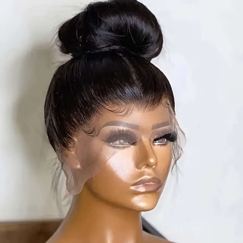 360 Full Lace Front Straight Pre Plucked With Baby 180% Density Human Hair Wigs For Woman Natural Color Can Make Ponytail And Bun