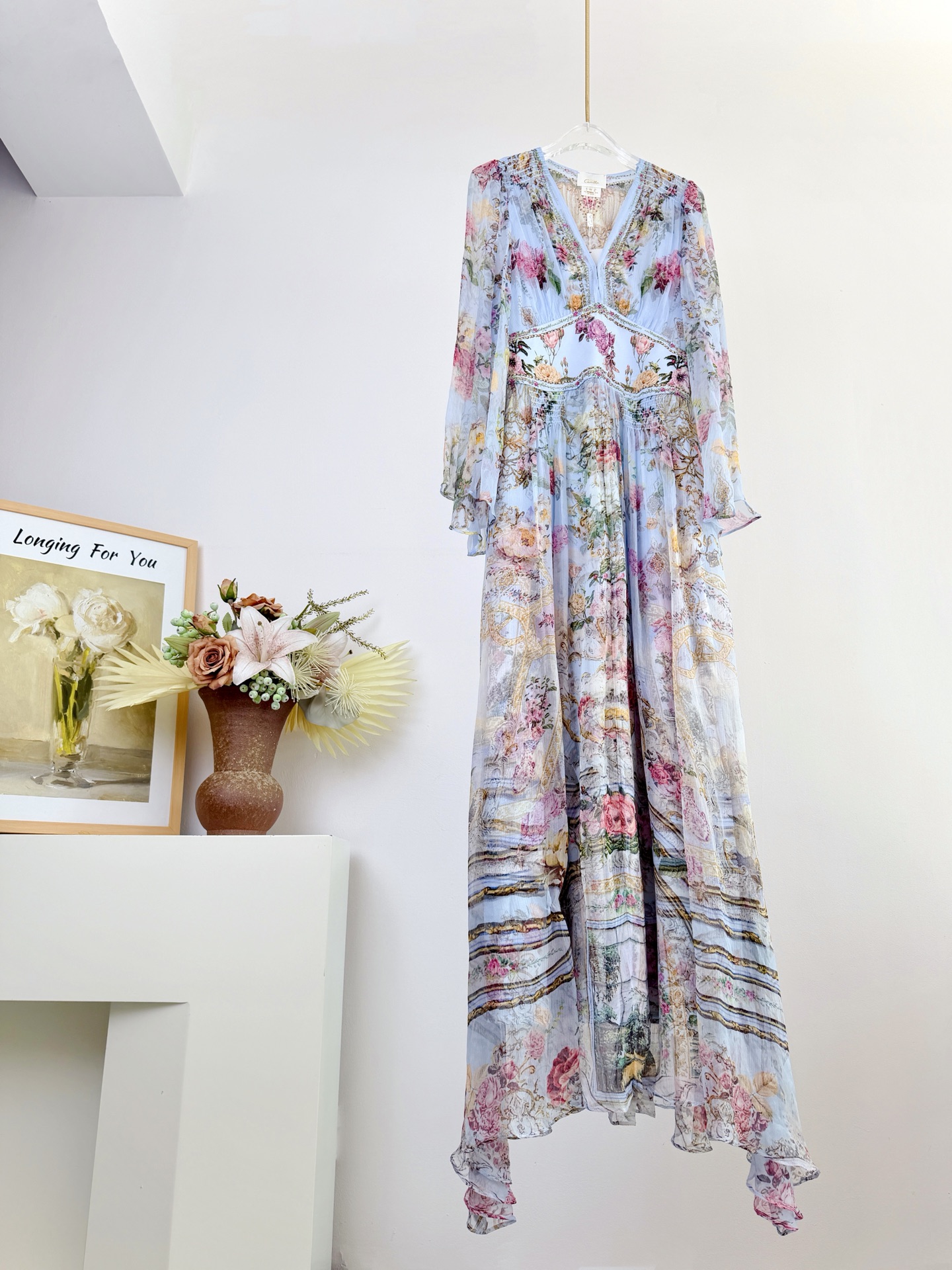 Australian designer Camilla 100% silk printed waist length dress