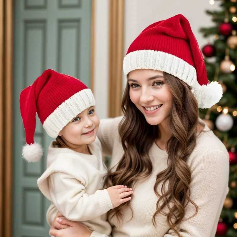 Classic Red Santa Hat Knit Set Christmas Family Bestseller Festive Party Costume AccessoriesW251027