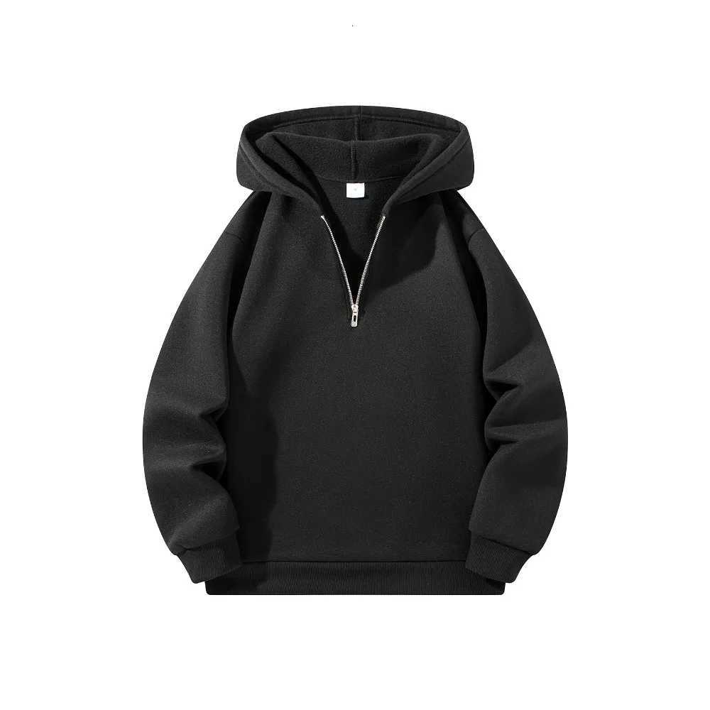 Mens Half Zipper Hooded Hoodies New Solid Color Long Sleeve Sweatshirts Autumn Loose Sport Warm Sweats Fashion Casual Pullover W251027