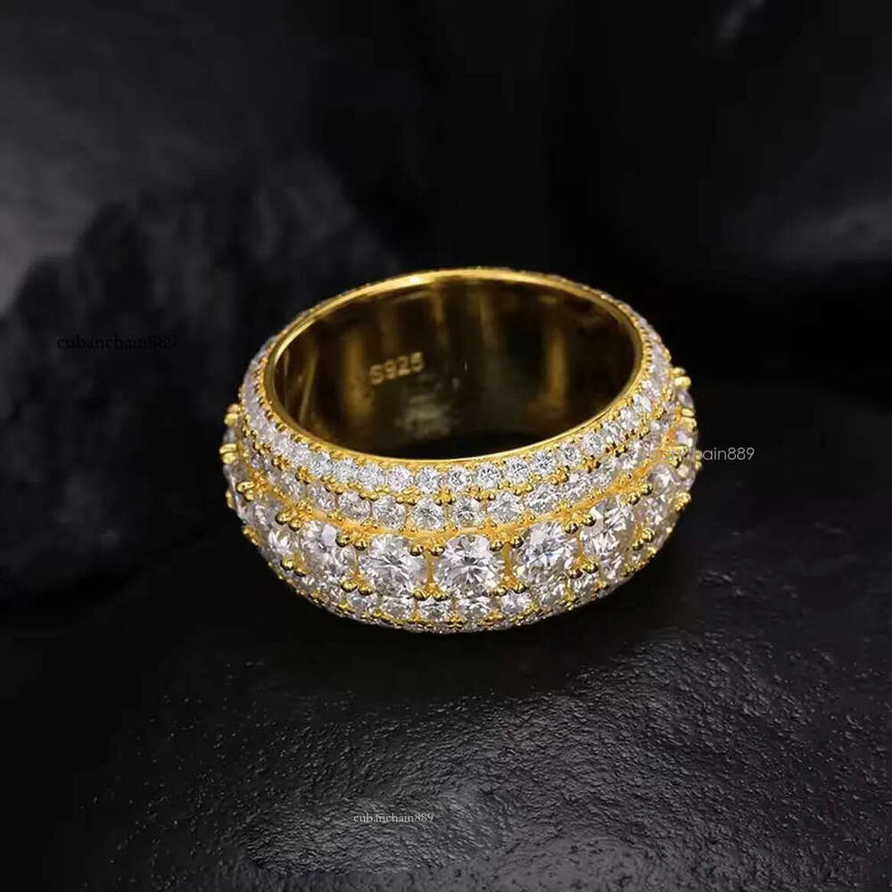 designer stainless steel jewelry Hip Hop Iced Out Sier Pass Dia Tester 5 Rows Moissanite GRA Rapper Dazzg sparkly eternity Band mens sterling sier rin
