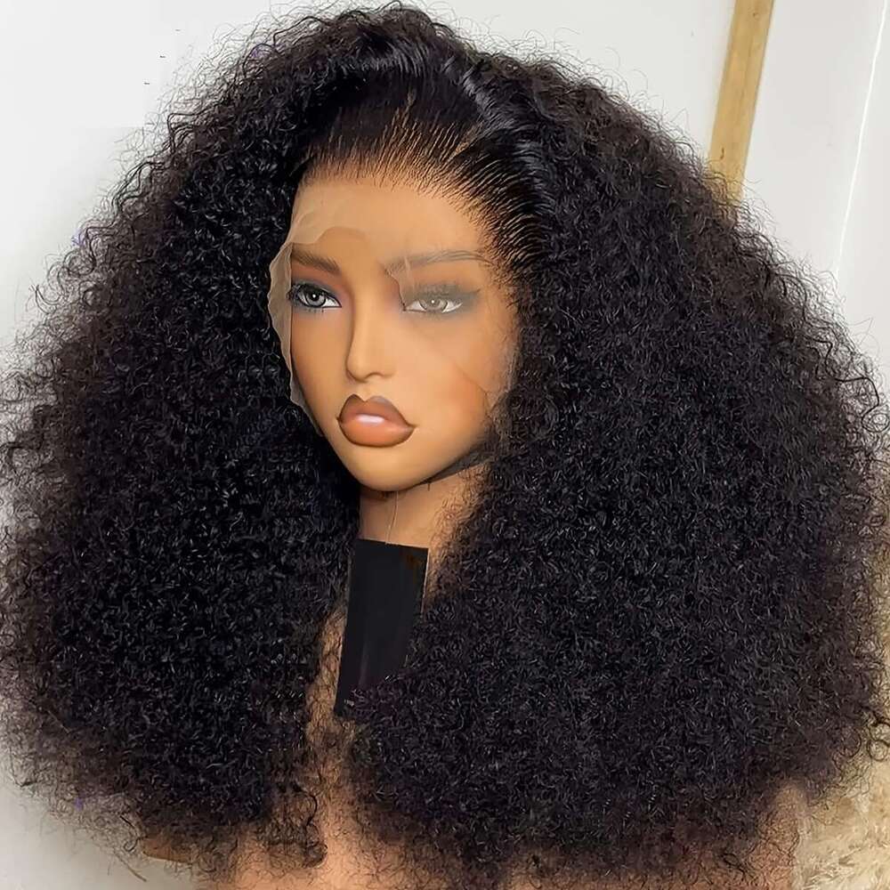 Soft Short 13X4 Lace Front Wig 16Inch180density Black Afro Kinky Curly Preplucked Glueless Synthetic Side/Middle Part - Elegant Unisex For Men & Women