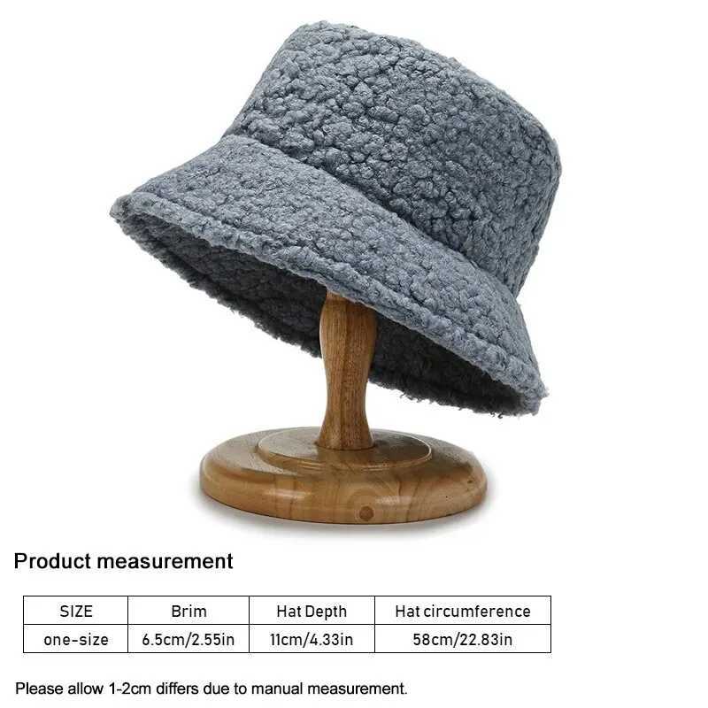 Unisex Harajuku Bucket Hat Solid Men Fishing Fisherman Hat Autumn Winter Lamb Wool Outdoor Warm Panama Cap For WomenW251027