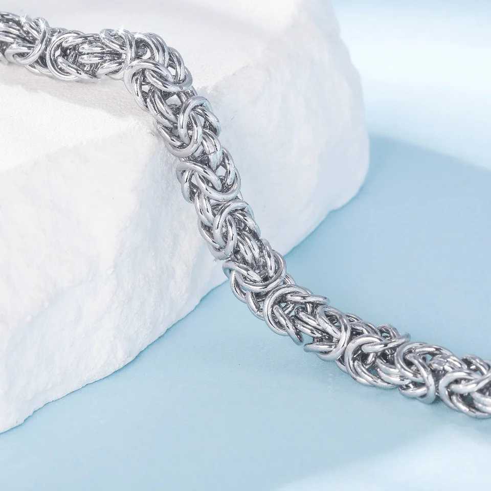 New S925 Sterling Silver Byzantine peror Chain Bracet for Men Wen Polished mi Cuban Smooth Kpop Jewelry Ships fr USAW251027