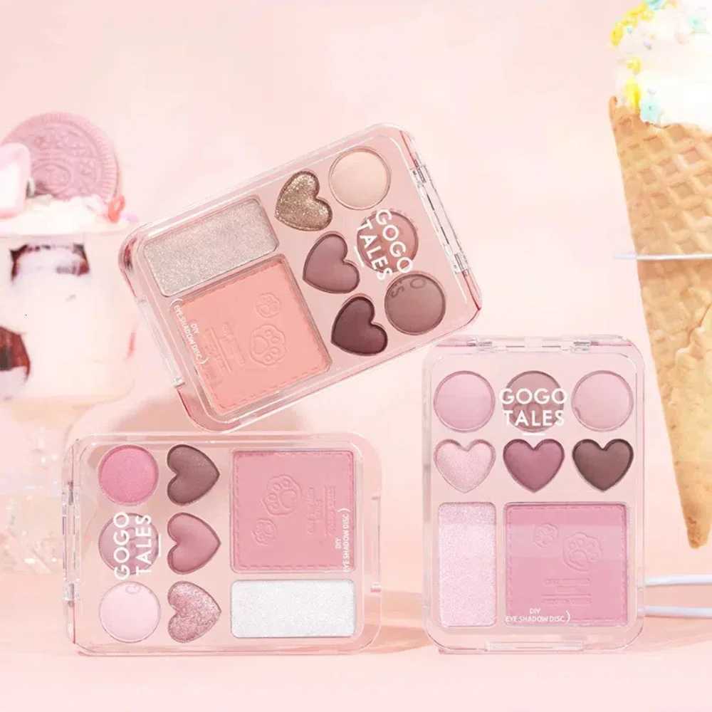 Gogotales Heart Eye Shadow Plate Purple Peach Blush Cheek Tint Shimmer Eyeshadow Long Lasting Highlighter Girl Makeup PalleteXJ251027