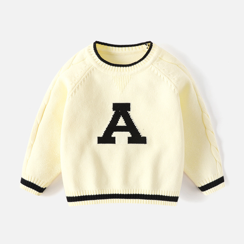 New Boys' Knitted Hoodie Designer Style Letter Children's Sweater Cotton Round Neck Knitted Sweater Brand Children's Clothing
