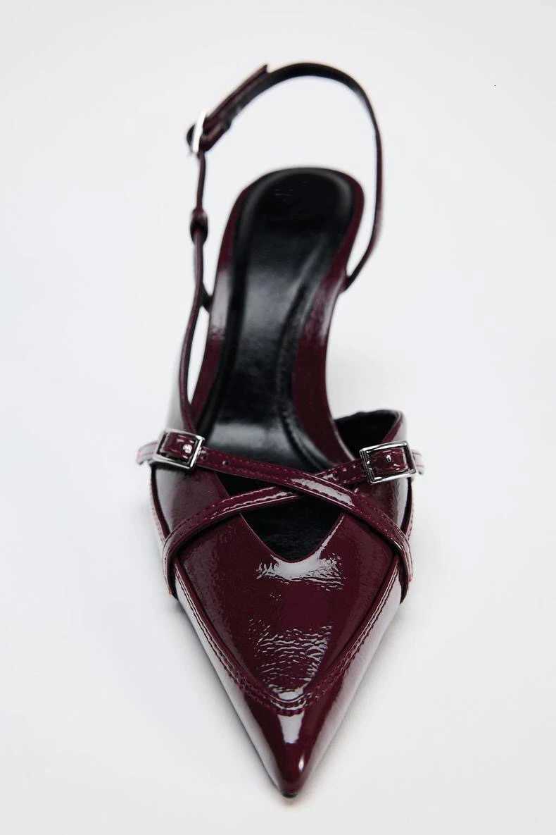 Sexy Pointed Toe Thin Heels Mules Shoes Women Belt Buckle Elegant Fi Party Shoes Designer Slingbacks Sandals Women PumpsXJ251027