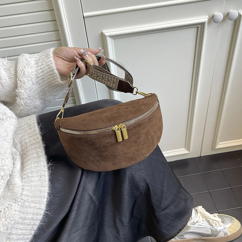 Faux Suede Waist Bag Street Pack Woman Chest Packs Simple Belt Bag Female Shoulder Crossbody Bags 251023