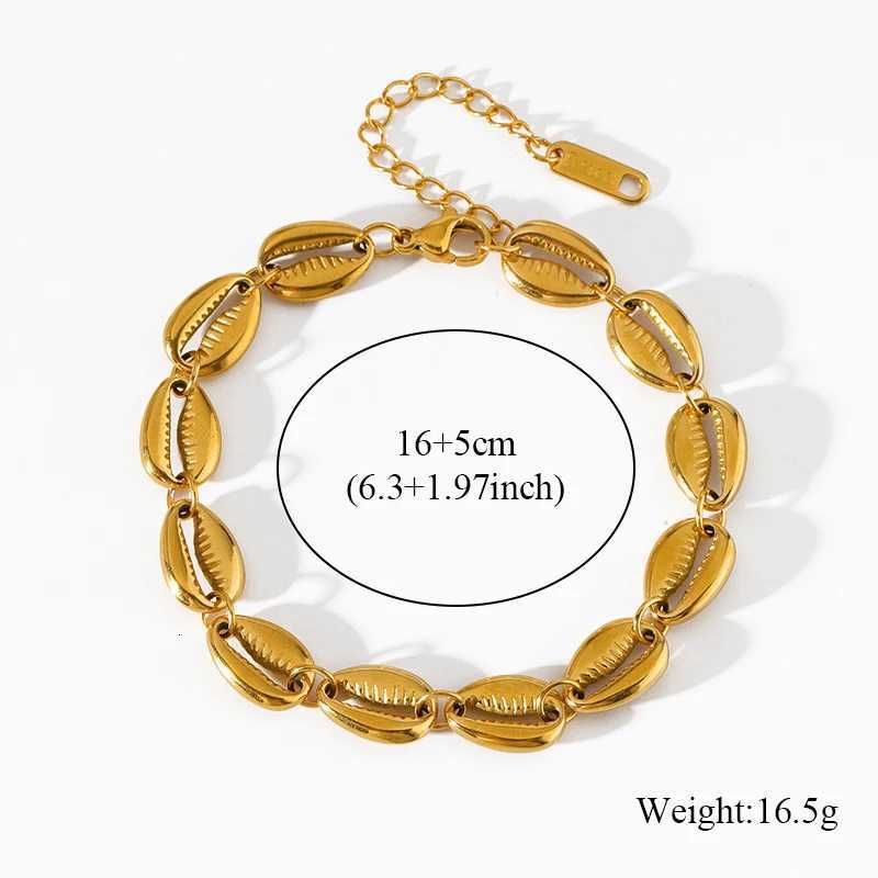 GANLY 316L Stainss Steel Metal Gold Color Shellshaped Wrist Chain Bracet For Wen Waterproof Trendy Gift Jewelry BijouxW251027