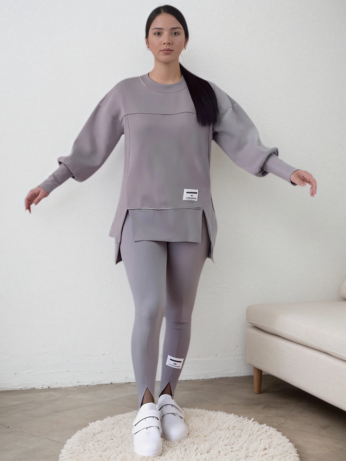 Womens loose irregular printed sportswear and jogging pants set a fashionable comfortable twopiece outfit 251027