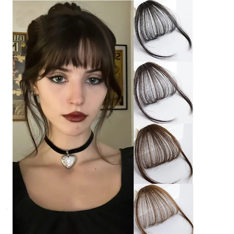 HSTAR Synthetic 3D Short Air Hair Bangs with Clip in Hair Extensions Realistic Fringe Hairpiece for Women Daily Wear 251014