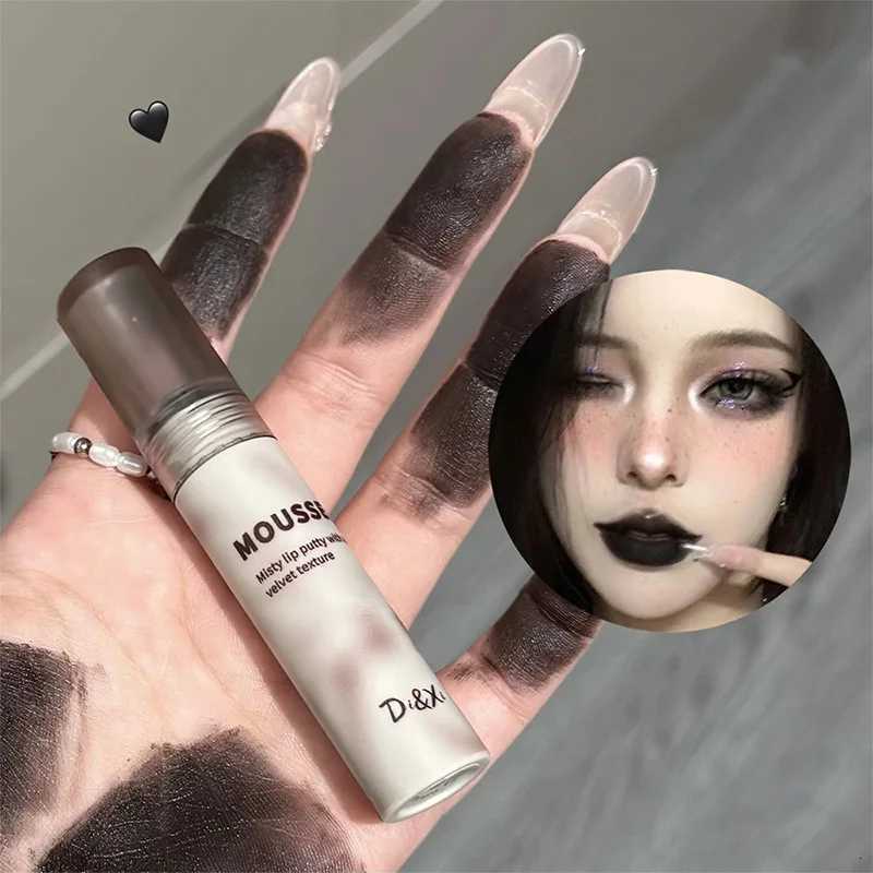 Matte Black Lipstick Waterproof Mousse Lip Mud Nude Brown Gothic Velvet Lip Gloss Moisturize Silky Gloss Nonstick Lip Makeup W251027