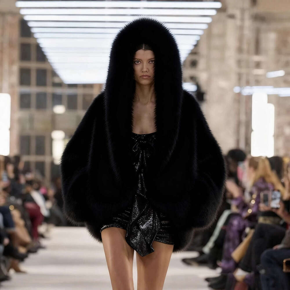 Style Faux EcoFriendly Fox New Street Fur Hooded for Women Korean Version HighEnd Fluffy Warm Coat