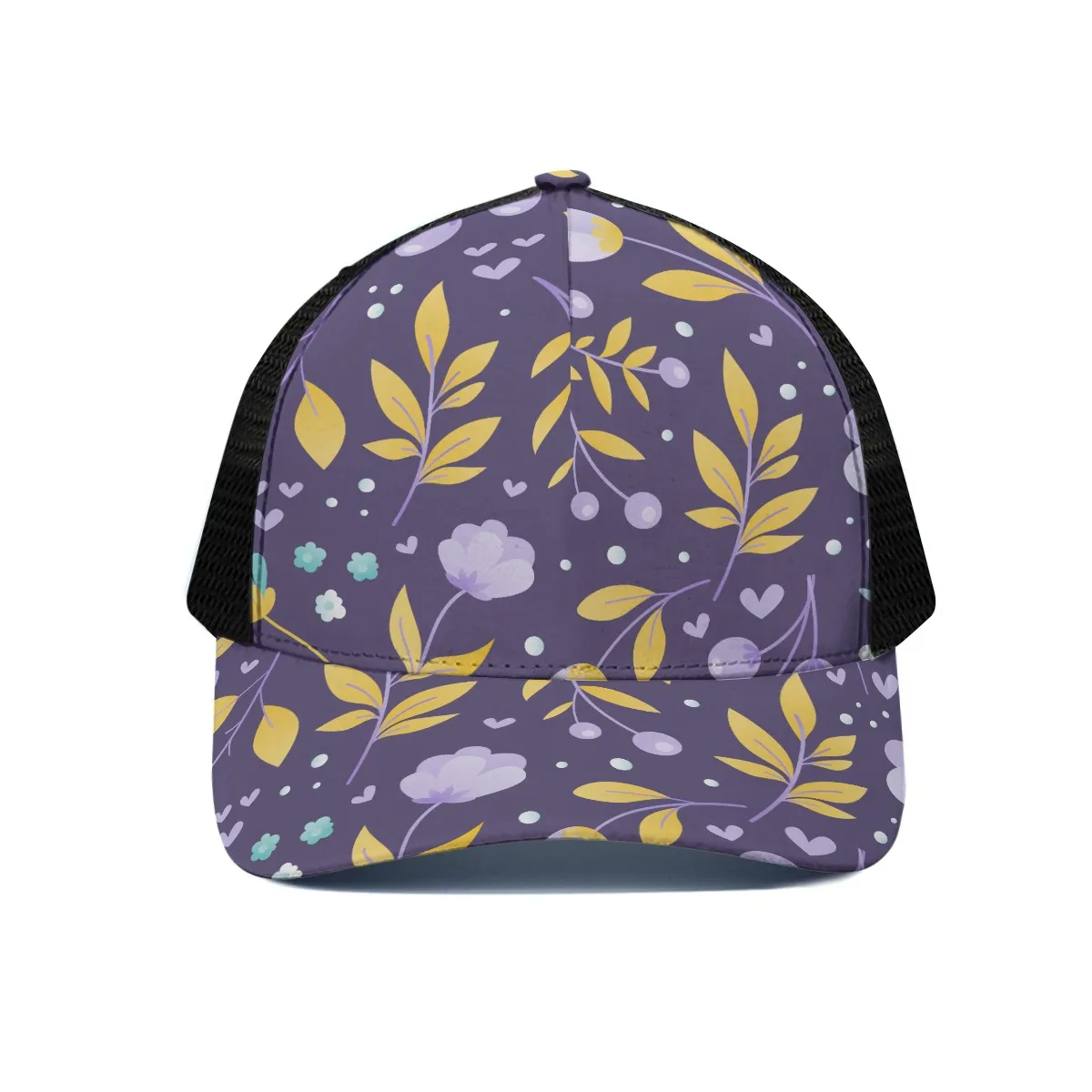 DHgatepod Unisex Black Trucker Hat - Semi-Mesh Adjustable Snapback with 7cm Brim for Sun Protection & Style