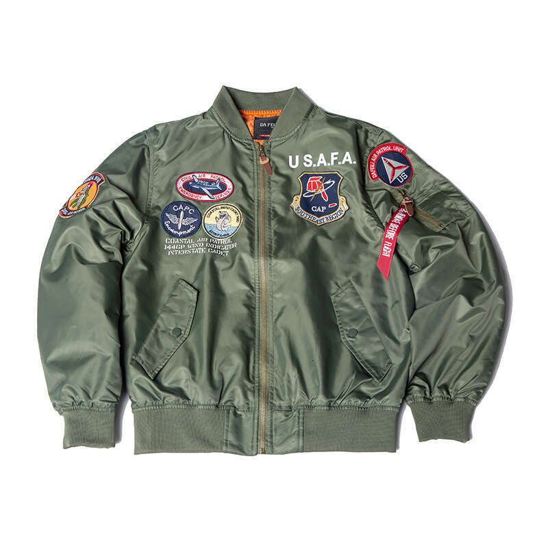 2025 New Trendy American Men's Spring and Autumn Thin MA-1 Air Force Pilot Jacket with Badge Embroidery Functional Style Coat