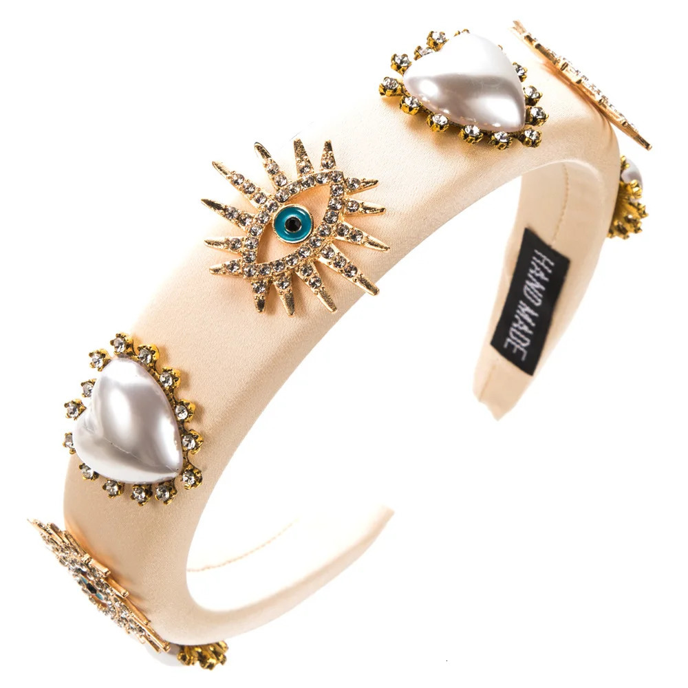 Baroque Love Pearl Hairband Personality Devils Eye Diamond High Quality Sponge Headband Hair Accessories 251023