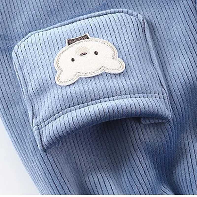 Winter Childrens Pants Thickened Fleece Lined Corduroy Trousers Cartoon Bear Embroidery Loose Fit Warm 17Y kidsPantsT251027
