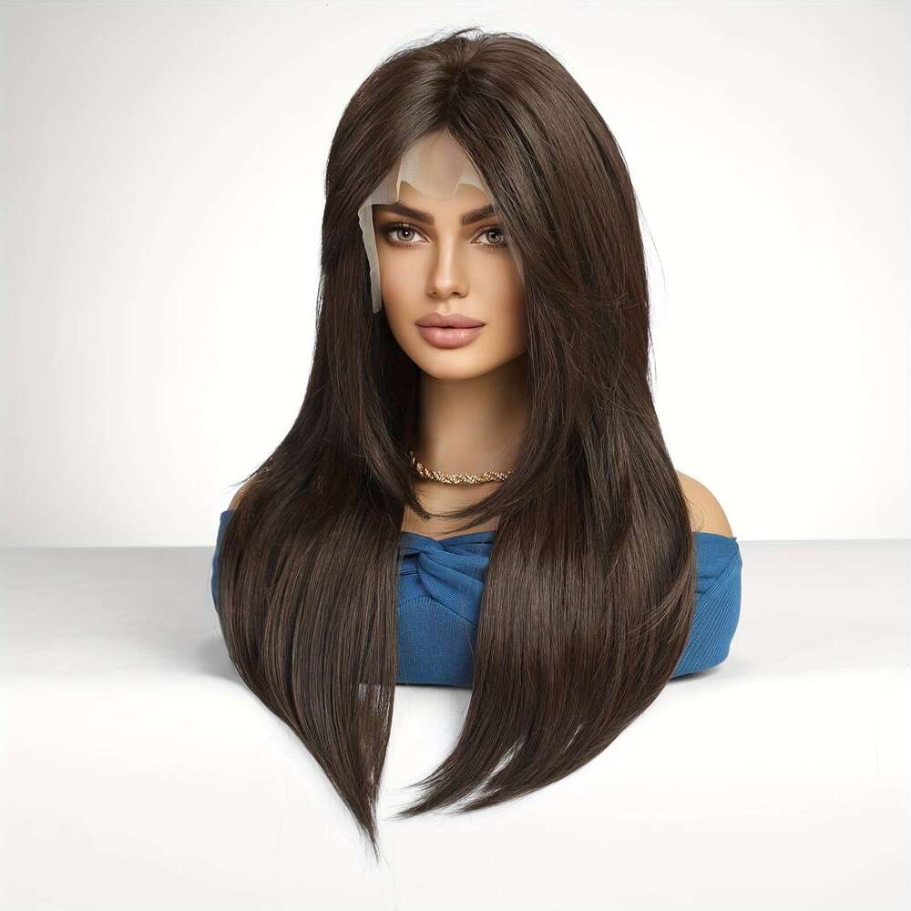 Haircube Wig 13X6 Inch High Temperature Fiber Haircube Elegant Straight Lace Front Wig - Natural Look & Comfort Fit Women, Versatile For Festivals, Pa