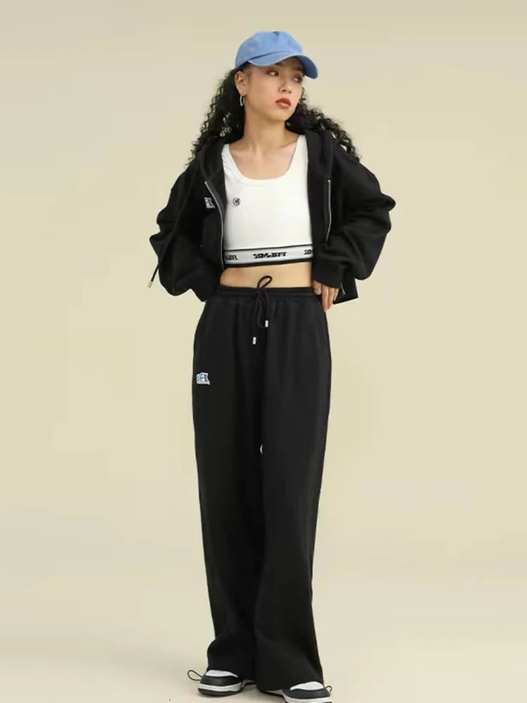 Womens Spring and Autumn LongSleeved Zipper Sweatshirt Set Slimming Student Korean Style Loose Versatile TwoPiece 251027