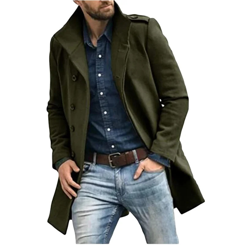 British Jackets Man Long Outerwears Coat Lapel Trench Solid With Mans Clothing And Wool Blends Mens 251016