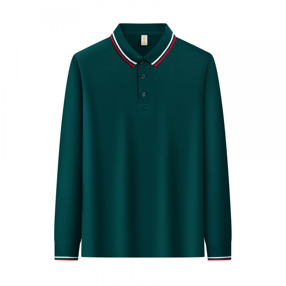 Unisex Color-Block Collar Ice-Oxygen Collar Long-Sleeve Polo Shirt in 6 Colors JX-CX25999