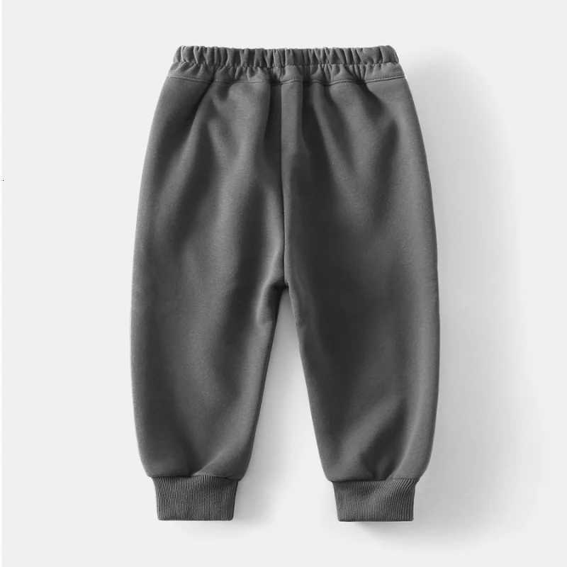 2025 Autumn Winter New Kids Thickened Fleece Lined Sports Joggers Boys Elastic Waist Trousers 3 8YT251027