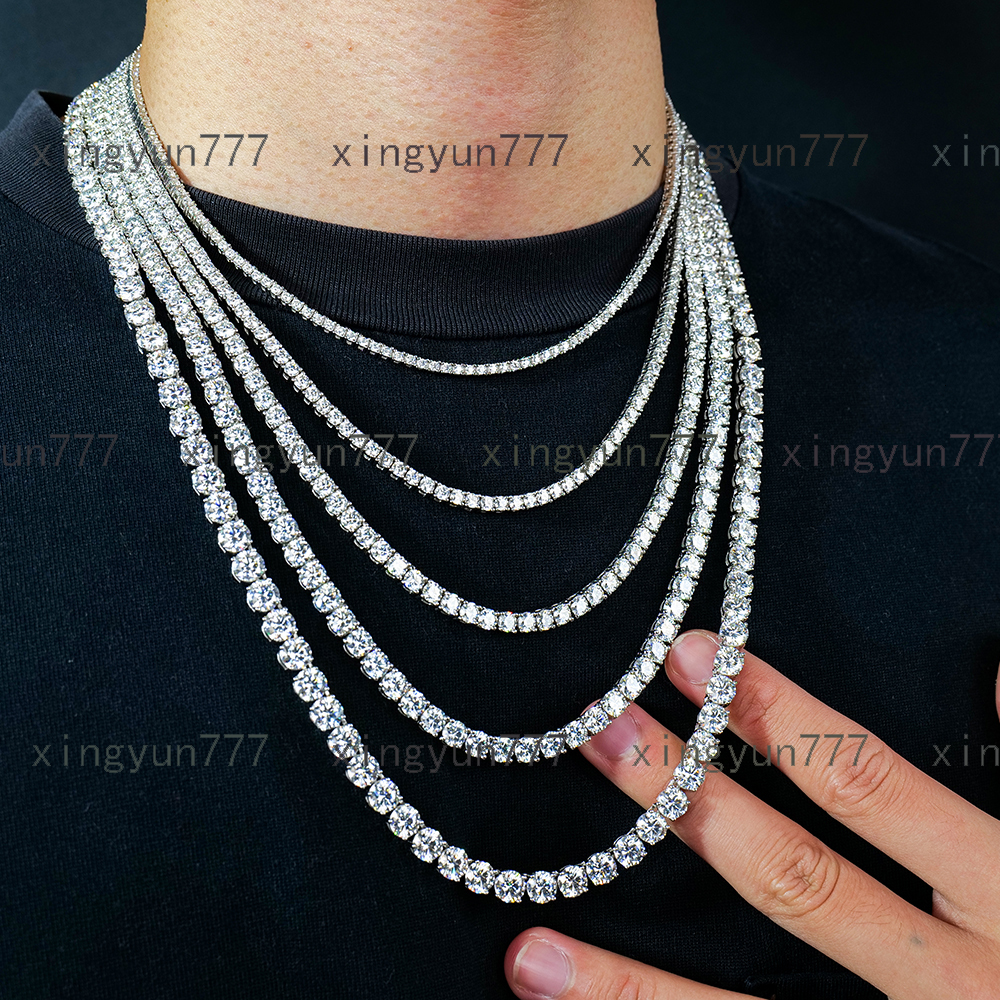 Mens and Womens Hip Hop Jewelry Trendy Wholesale 26mm Gra Certified 925 Silver Vvs Mossanite Moissanite Tennis Necklace Chain