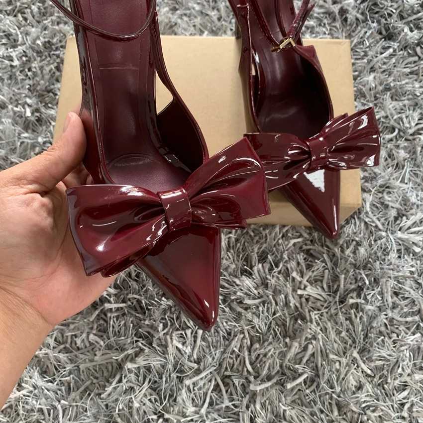 Spring Sexy Butterflyknot Slingbacks Ankle Buckle Strap Woman Pumps Sandals Pointed Toe Thin High Heels Party Prom ShoesXJ251027