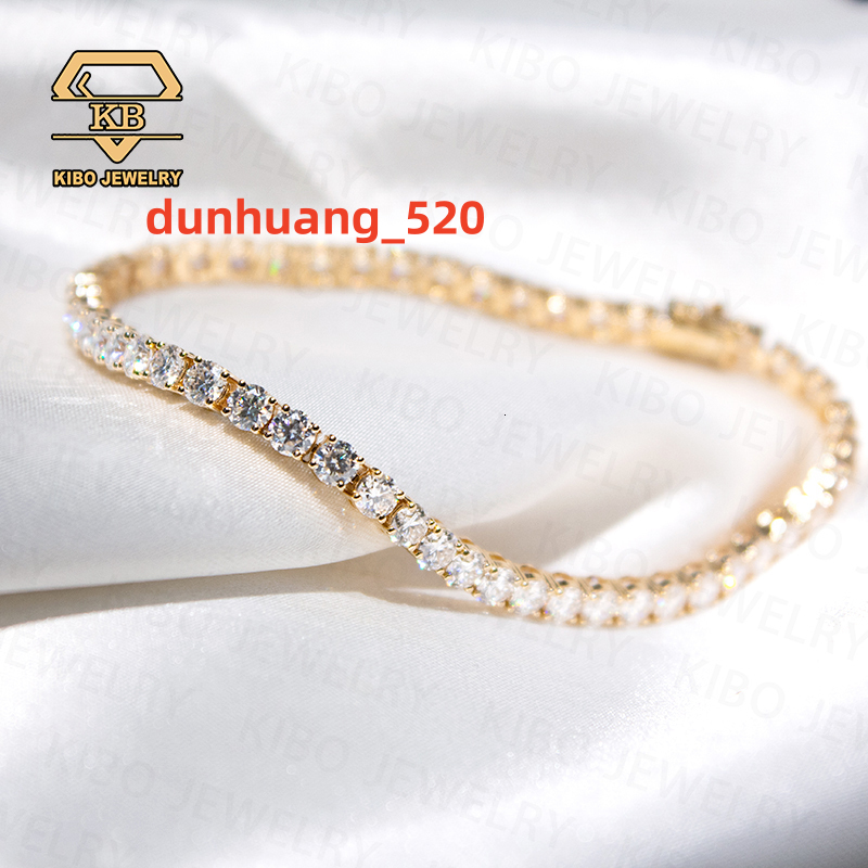 Tennis Iced Out D Color VVS Moissanite Diamonds Mens Womens Real Solid 10K Gold Tennis 4MM Moissanite Chain Bracelet