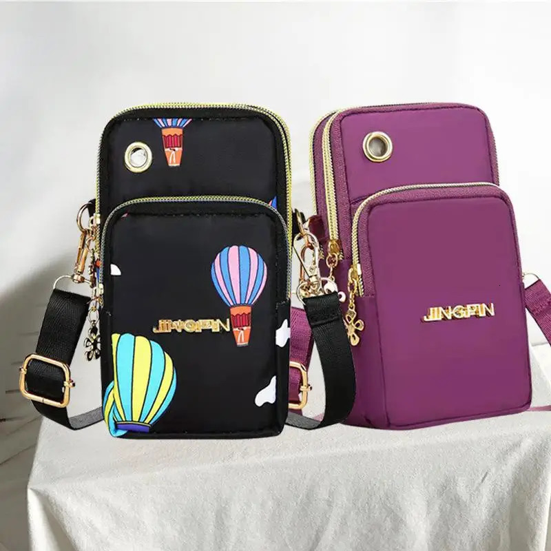 7 Color Mobile Phone Crossbody Bags for Women Fashion Women Shoulder Bag Cell Phone Pouch With Headphone Plug 3 Layer Wallet 251027