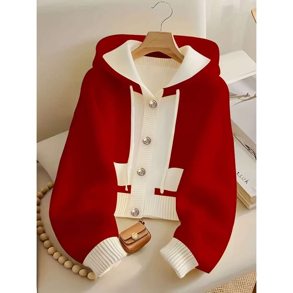 Women's Cozy Color-Block - Oversized Cardigan With Details, White & Yellow, Fall/Winter Layering Piece, Casual Winter Wear Button Detail | Constr