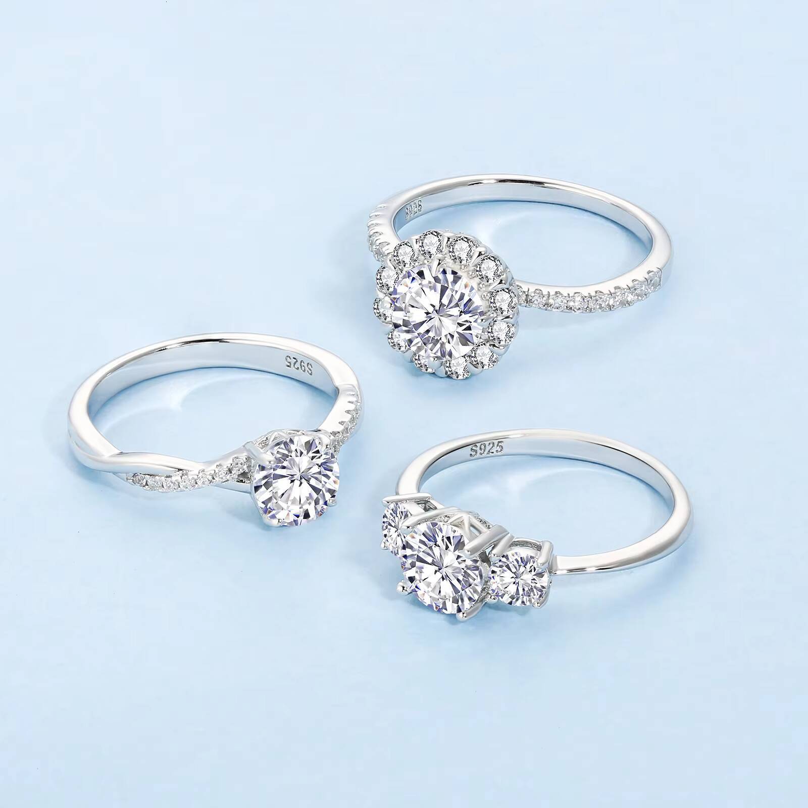 Fine Jewelry Engagement Ring Moissanite GRA Certificate White Gold Plated 925 Sterling Silver Moissanite Rings Jewelry Women