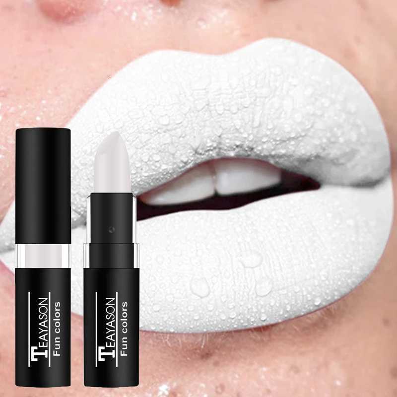 Punk Dark Wine Red Lipsticks Waterproof Easy To Color Makeup Sexy Red Lipstick Matte White Black Lip Gloss Facial Body Painting W251027
