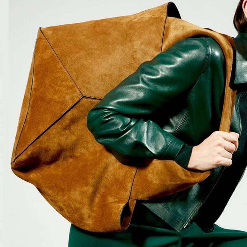 Women' Shoulder Fashion Brand High-End Suede Nubuck Leather Large-Capacity Tote Bag Commuter Versatile Bucket Handbag