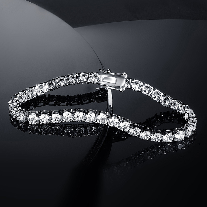 18K gold-plated 3-7mm cubic electroplated zircon tennis bracelet, size 6-8 inches full diamond diamond chain checkerboard pattern